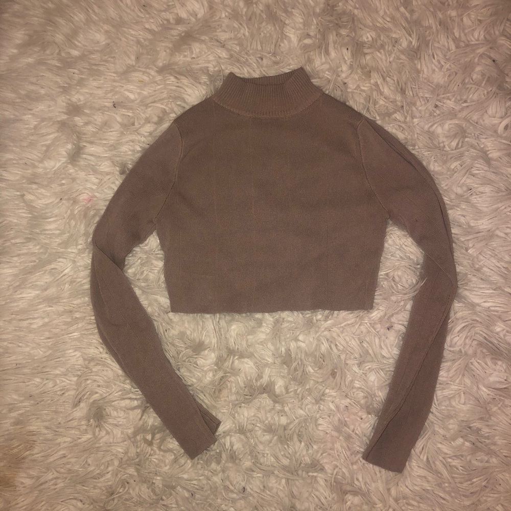 Nude Cropped Turtleneck